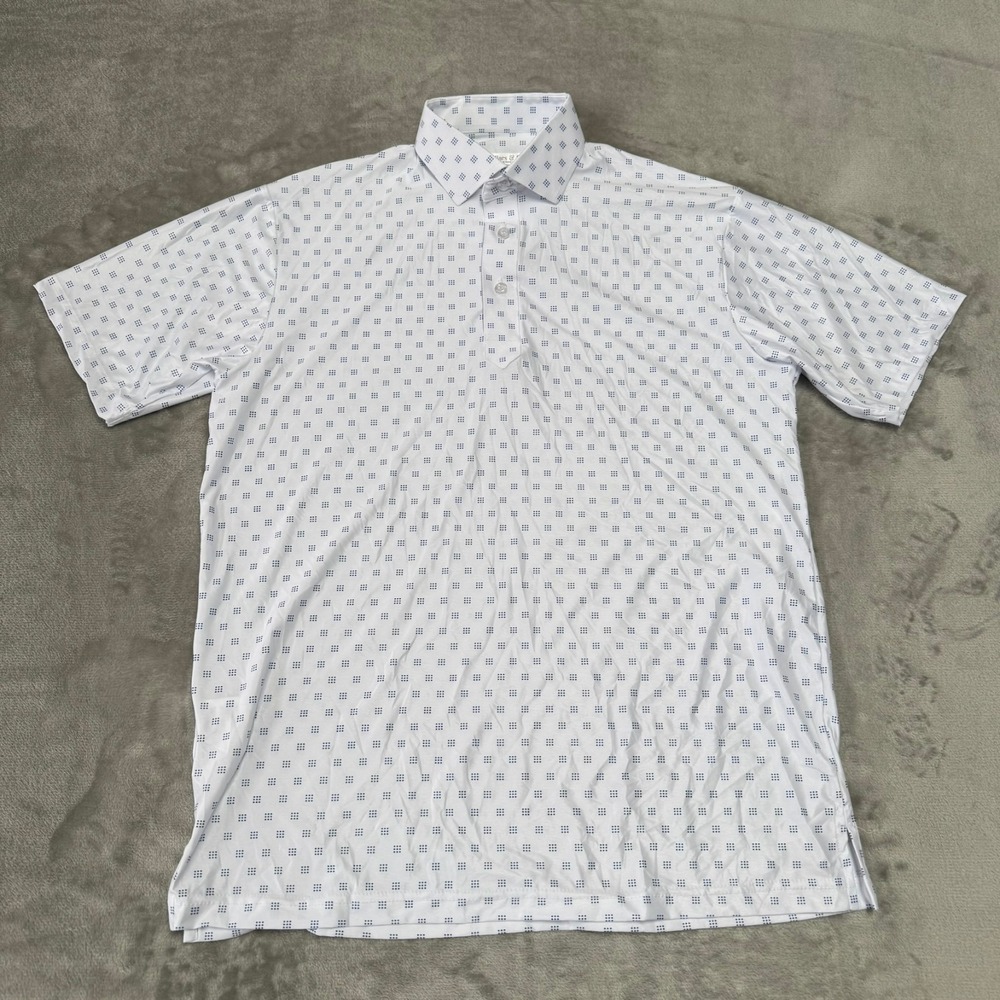 Collars & Co Dress Collar Polo Shirt Mens Small White Blue Featherweight NWOT